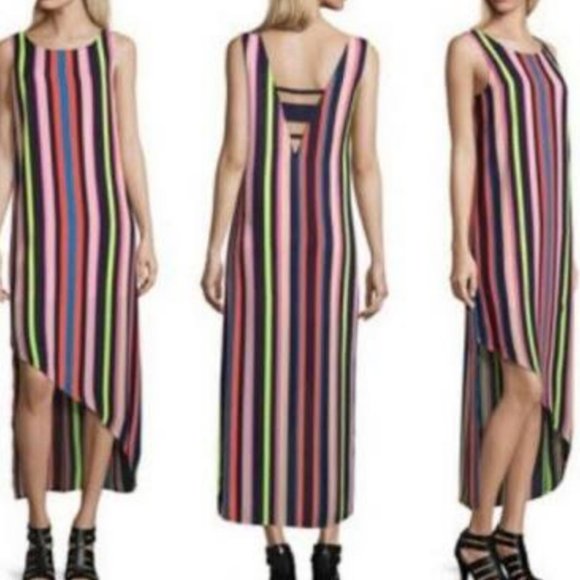 New Project Runway Neon Asymmetrical Maxi Dress - Picture 5 of 12